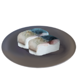 鯖の押し寿司のイラスト（お皿ありバージョン）