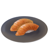サーモンのお寿司（お皿ありバージョン）のイラスト