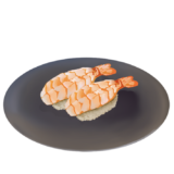 海老（ボイル海老）のお寿司のイラスト（お皿有りバージョン）