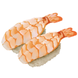海老（ボイル海老）のお寿司のイラスト（お皿無しバージョン）