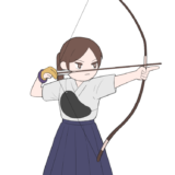 弓道をする女性のイラスト