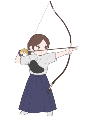 弓道をする女性のイラスト