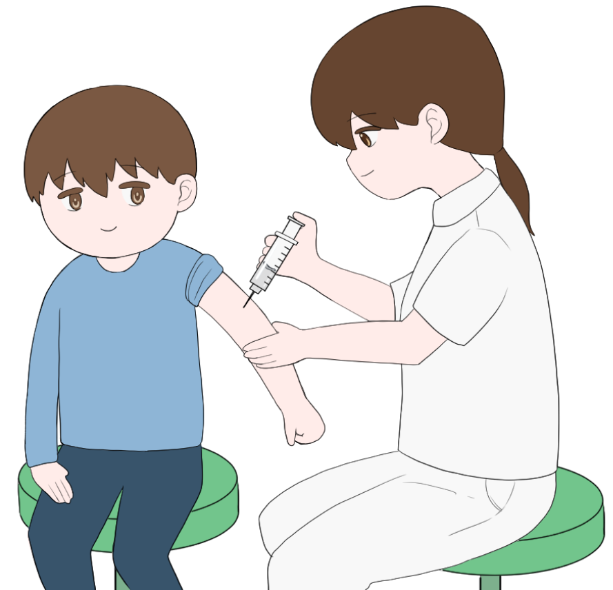 ワクチンを注射されている男の子のイラスト1