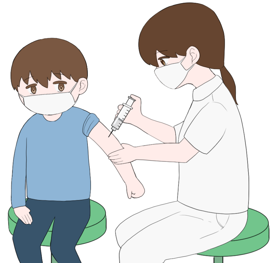 ワクチンを注射されている男の子のイラスト2