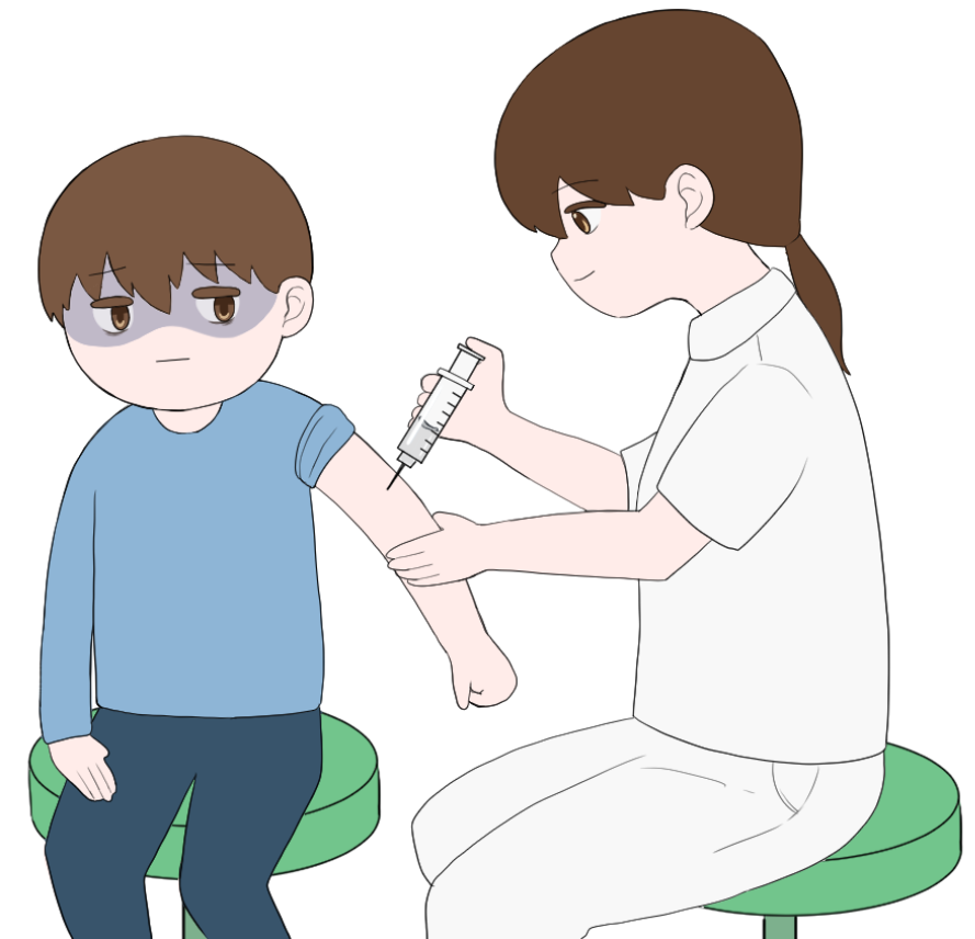 ワクチンを注射されている男の子のイラスト3