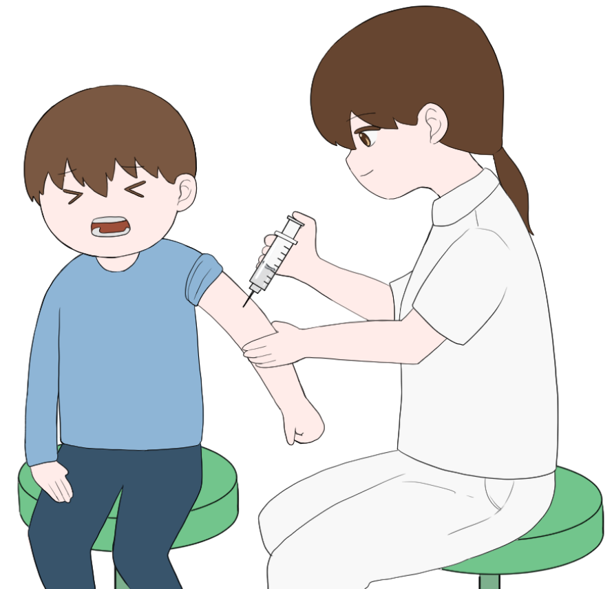 ワクチンを注射されている男の子のイラスト5