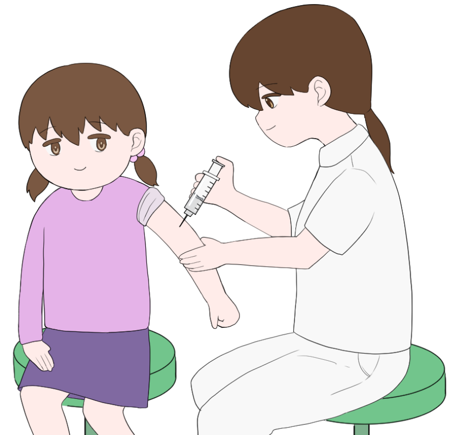 ワクチンを注射されている女の子のイラスト1