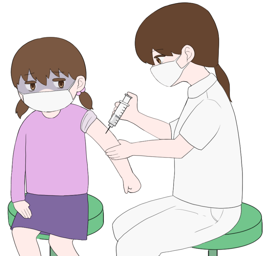 ワクチンを注射されている女の子のイラスト4