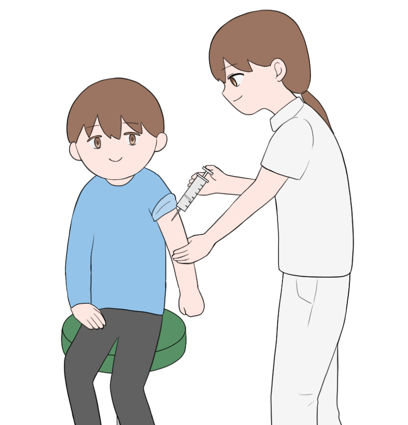 ワクチンを注射されている成人男性のイラスト1