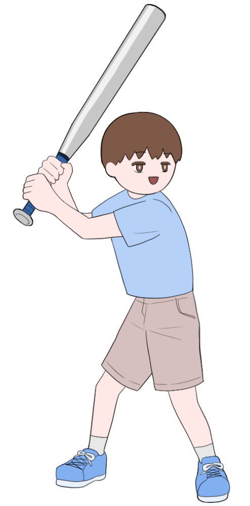 野球・バッティングをする少年のイラスト