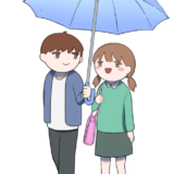 傘をさす男女のイラスト