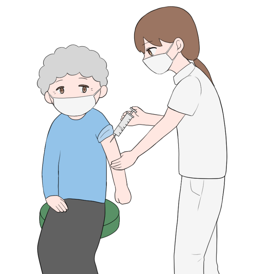 ワクチンを注射されている年配の女性のイラスト2
