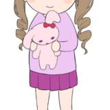 ウサギのぬいぐるみを抱いている女の子のイラスト
