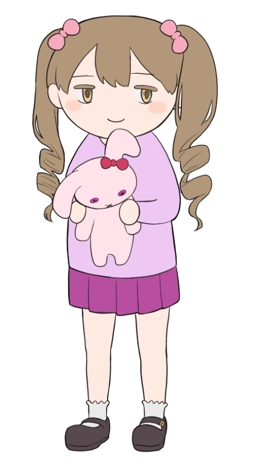 ウサギのぬいぐるみを抱いている女の子のイラスト