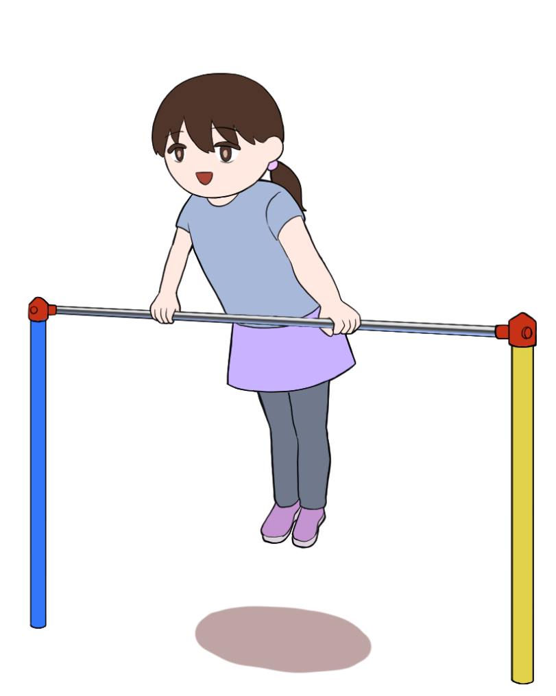 鉄棒をしている女の子のイラスト