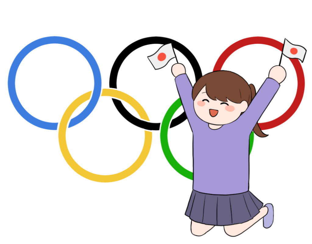 オリンピック開催を喜ぶ若い女のイラスト