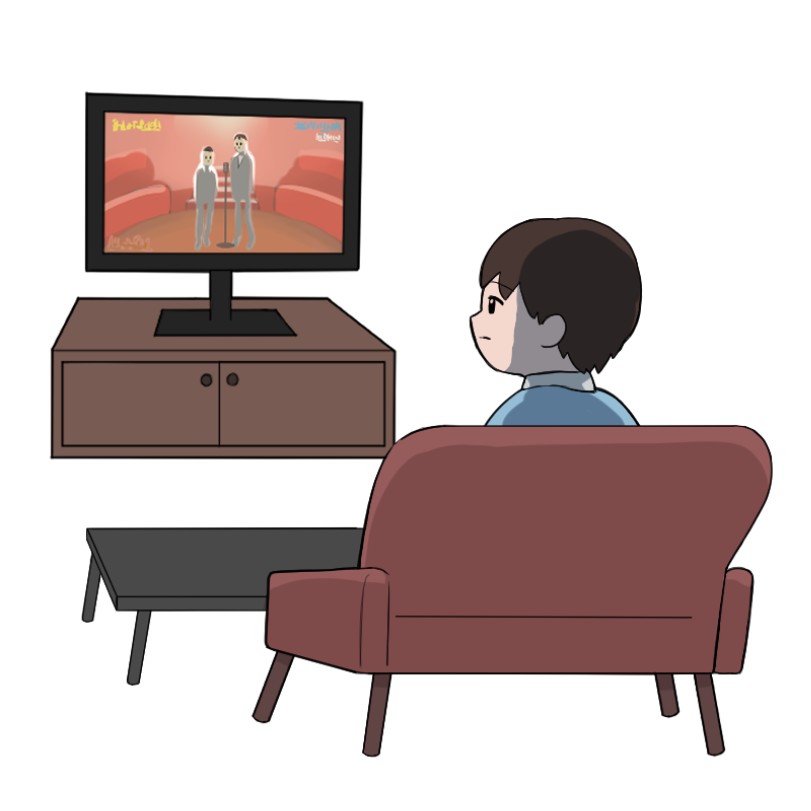 テレビを見ている男性のイラスト
