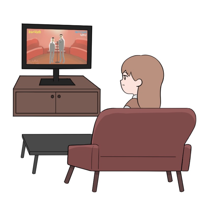 テレビを見ている女性のイラスト