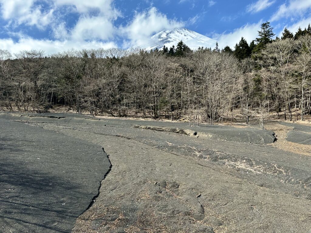 土砂が堆積する富士山の沢