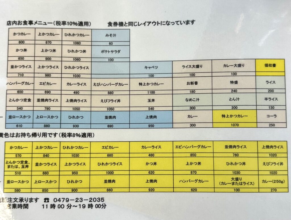 一心のメニュー一覧