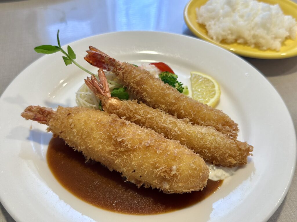 洋食屋ふらいぱんの海老クリームコロッケと海老フライランチ