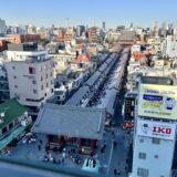 上から見た仲見世通りと浅草寺・雷門
